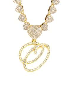 字母吊坠项链 迈阿密链条项链 女士嘻哈镶钻字母吊坠项链 珠宝礼物 - 愛心字母項鍊 - 查看 49