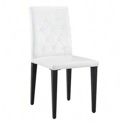 Set Of 4 Black And White Dining Chairs – Understated Luxury. The Ideal Choice For European Dining Rooms, With Black Metal Legs Offering Multiple Arrangement Possibilities.