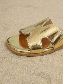 2026新款男女通用休闲拖鞋,简约优雅设计,适合夏季、海滩和旅行 - 金色 - 查看 8