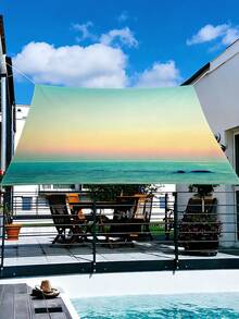 1件装户外加厚防水防晒渐变曼陀罗花卉绿色波西米亚图案户外花园露台遮阳篷沙滩遮阳篷（含绳，不含支架） - 彩色 - 查看 4