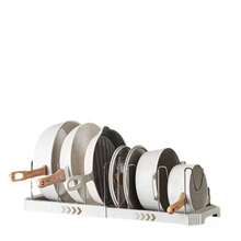 1 Set Adjustable & Expandable Kitchen Organizer Rack - White Metal Pot Lid Holder, Extendable Utensil Drying Rack, For Storing Plates, Bowls & Cookware, Space-Saving Design, Non-Slip Feet, Easy Tool-Free Installation, Multi-Functional Kitchen Storage Solution, Ideal For Small Kitchens & Apartments - Multicolor - View 11