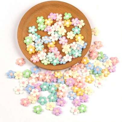 20 miếng vải trang trí hình hoa 5 cánh nhiều màu nhạt, kích thước 1.6cm, dùng để may vá thủ công quần áo, mũ, khăn quàng cổ, không kèm keo dán.