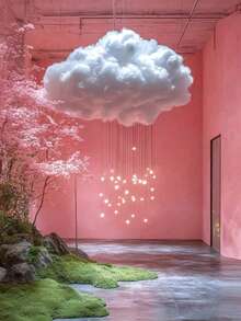 3件套人造云朵装饰，3D立体云朵装饰，适用于婚礼背景、舞台/派对背景、家居装饰、房间、客厅、卧室、天花板装饰，可用作背景、婚礼/生日/展览装饰、家居装饰、墙面装饰，也是毕业季的绝佳礼物 - 白色 - 查看 1