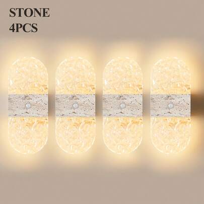 水晶感应壁灯，亚克力现代智能感应壁灯，夜灯，室内感应壁灯，无线LED壁灯，壁灯，电池供电，粘贴式设计，可旋转，便携，易于安装，色温和亮度可调，适用于走廊、浴室等场合