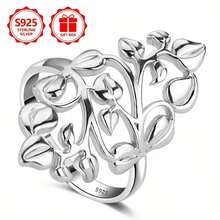 S925 Silver Leaf Design Ring For Women, Minimalist Style Gift - Silver - View 7