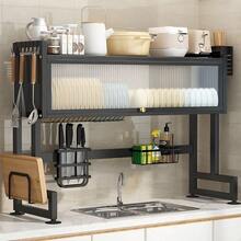 1pc Kitchen Sink Dish Rack, Countertop Dish Drainer, Lightweight And Easy To Install, Space-Saving, Multi-Function Dust-Proof Dish Rack With Door, Suitable For Dish Storage And Draining - Multiple Specifications - View 4