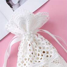 Set de 5 bolsas con cordón con bordados de encaje y patrones florales, ideales para regalos de boda, celebración de cumpleaños, almacenamiento de joyas o manualidades - multicolor - Ver 9