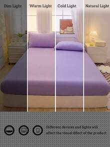 1 Juego de sábana ajustable de tela suave cepillada (1*Sábana ajustable + 2*Fundas de almohada), adecuado para dormitorio y habitación de invitados, para todas las estaciones, lavable a máquina, color: Verde musgo/Azul/Café oscuro - Púrpura malva - Ver 11