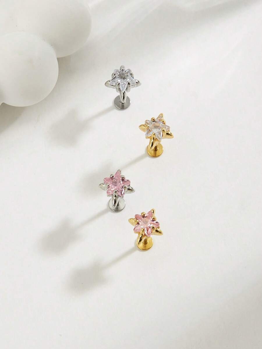 1 Pair Fashionable Minimalist Star Stud Earrings, Suitable For Women's Daily Wear - Star - View 1