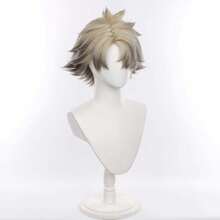 Tóc giả ngắn 12 inch màu vàng nhạt nhuộm kiểu Rudo, Gachiakuta, dùng cho cosplay, anime, Halloween, tiệc tùng, chịu nhiệt. - Ombre - Xem 3