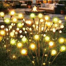 10个太阳能萤火虫灯，太阳能草坪灯，LED风力驱动萤火虫地插灯，适用于户外花园、小路、草坪，是万圣节、圣诞节、新年和斋月装饰的完美之选。 - 星星 - 查看 5