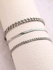 Aomogo Stainless Steel Delicate Anklet For Women Gold Color Chain Anklet  On The Leg Anklet Jewelry Women - 銀色 - 查看 2