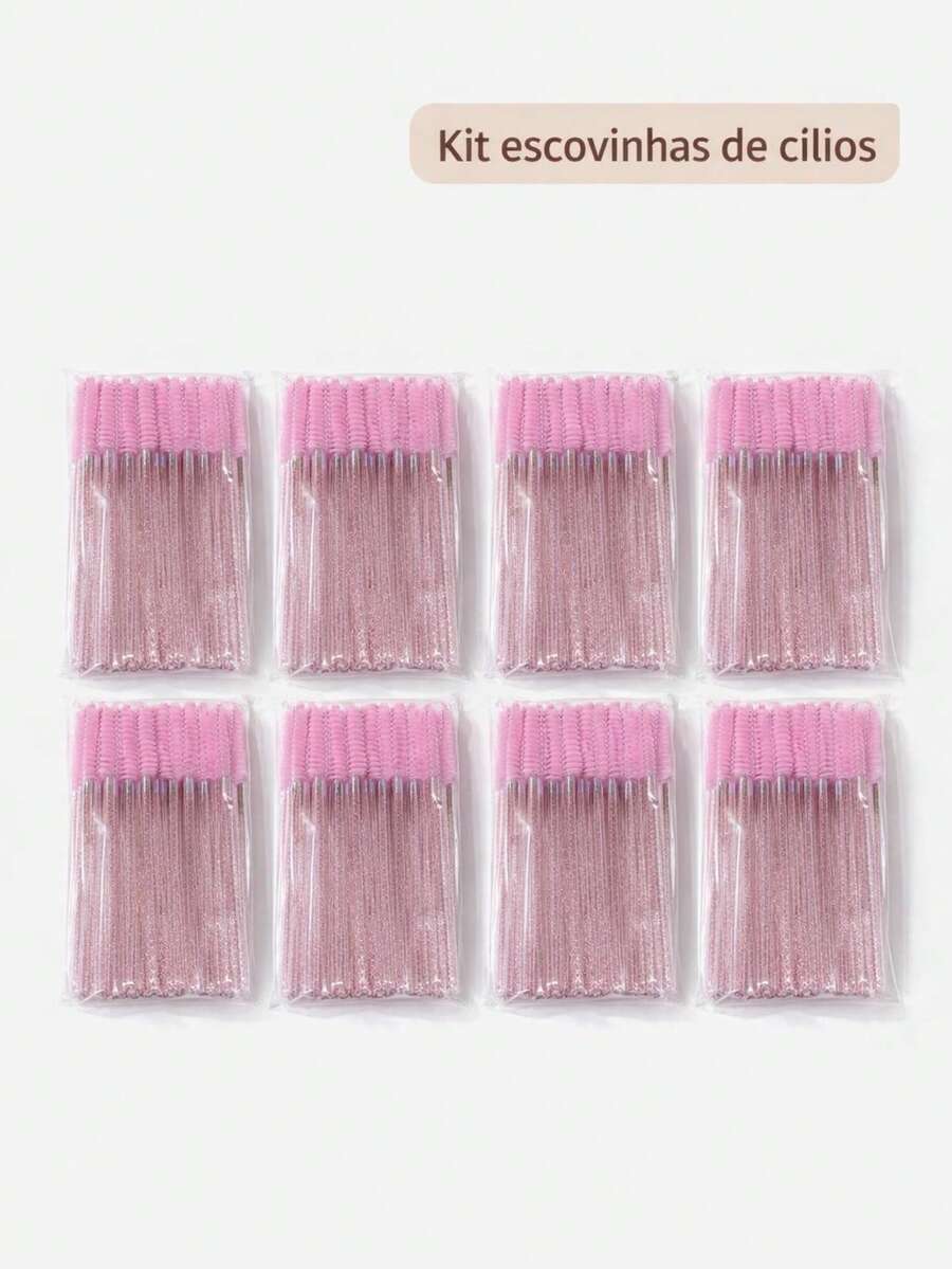 Wholesale Glitter Brush Kit For Eyelash Extensions, Eyebrows, And Micropigmentation - Disposable Brush Kit For Eyelashes And Eyebrows – Hygiene And Precision - Màu Hồng baby - Xem 1