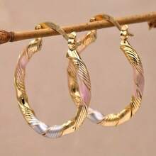 1 Pair Fashionable Colorful Round Earrings, Creative Versatile Earrings Gift For Women - Gold - View 1