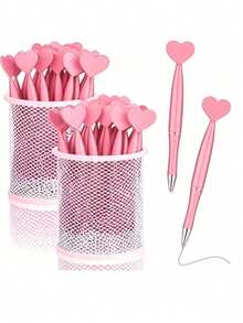 1-12支装粉色心形旋转圆珠笔，婚礼签名，适合学校办公用品，浪漫爱情书写工具，办公用品，婚礼，情人节用品，精致书写工具，返校礼物 - 愛心筆 - 查看 1