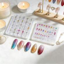 1pc 3D Transparent Heart-Shaped & Photo Embossed Nail Art Mold, High Transparency Reusable Rhinestone & Water Drop Template, DIY Nail Polish Gel Filling Moon & Oval Mold, Nail Art Decoration Board - Multicolor - View 5