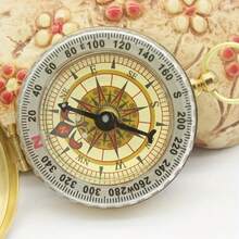 1个纯铜袖珍指南针，防水，夜光表盘 - 无需电池的户外导航工具，带旋转表圈和保护盖，适用于登山和露营，便携式户外露营指南针工具，是户外探险、徒步旅行的理想之选，夜光功能，户外导航 | 高端户外装备 | 抛光表面，露营配件 - 夜间探险必备工具，无需电源，户外礼物，露营礼物，独特的绅士礼物 - 彩色 - 查看 2
