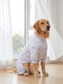 Dog Summer Shedding Hair Control Pajamas - Breathable High Stretch Full Coverage Pet Rompers, Summer Anti Licking & Bug Protective Jumpsuit For Medium Large Dogs, All Over Printing Dog Clothes-Blue With White Stripe Bunny Pattern - Multicolor - View 8