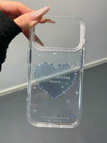 Silver Edged Resin Case New Glitter Gold Blue Heart Silicone Protective Cover For IPhone 17 Pro/16 Pro Max/14/15, Anti-Drop - Blue - View 7