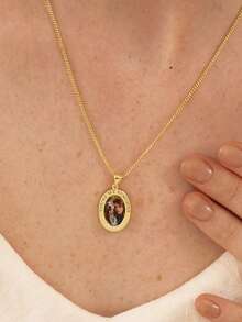 Dây chuyền khắc chữ viết tay theo yêu cầu, chữ viết tay thật (của chính bạn), mặt dây chuyền vàng 14k khắc chữ, trang sức cá nhân hóa, món quà hoàn hảo. - Hình bầu dục - Kiểu dáng - Xem 5