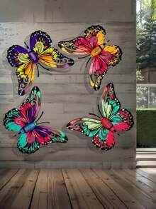 1pc/4pcs Vibrant Metal Butterfly Wall Art Decor, Decorative Hanging Metal Butterflies For Garden, Yard, Living Room, Bedroom, Patio, Housewarming Gift, Mother's Day Gift, Gift For Family And Friends - A - View 3