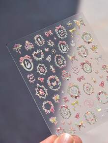 1pc 5D Crystal Diamond Nail Sticker, Pink Swan Flower Frame Butterfly Pattern, Self-Adhesive Nail Art Sticker, Cute DIY Decorative Accessory Nails Nail Stickers - Multicolor - View 5