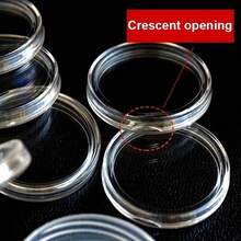 耐用透明硬币收藏盒，密封防潮防氧化，高透明度塑料硬币保护盒，月牙形开口设计，方便取用 - 透明色 - 查看 4