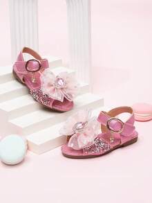 2026 New Girls Sandals, Children Princess Shoes With Rhinestone Bow, Little Girl Student Beach Shoes, Summer - Hot Pink - View 2