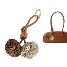 Personalized Leather Tassels Ball Cherry Cute Bag Charm Women Backpack Keychains Clip Tote Bag Charms For Handbags - Màu Khaki - Xem 8