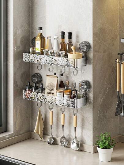 Organizador de ganchos con ventosa multifunción, estante con ventosa para colgar utensilios de cocina, espátulas, cucharones, rejilla de escurrido