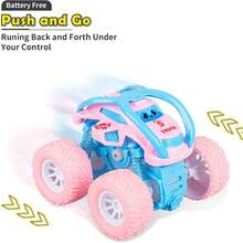 Monster Truck Toys For Ages 2-4, Friction Cars For Toddlers 1-3 Push And Go 360° Rotating Stunt Car For 2+ Year Old Boys Girls Gifts (2 Pack - Random Color) - Multicolor - View 6