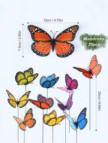50pcs Outdoor Garden Decor Butterfly Stakes, 3D Waterproof PVC Monarch Butterfly Stakes, Home Garden Wedding Indoor/Outdoor Decoration, Gardening Decor - Made Of Durable PVC Material, Modern Home Decor (Butterfly Color Random) - Multicolor - View 14