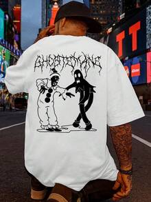 Men's Cotton T-Shirt, Adult Ghost Clown, Ghost Hat, Kids' Streetwear Plus Size Up To 5XL 266 - 白色 - 查看 1