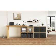 Home Office Desks - Black + Oak + MDF - View 9