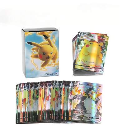 300张动漫粉丝礼物战斗卡，卡片，卡牌（V系列VMAX卡，稀有GX卡，动漫游戏卡，补充卡，闪卡，成人节日礼物，派对用品，节日配件，生日派对用品，生日礼物，手工装饰品，口袋妖怪，收藏卡，桌游卡，经典卡，适合派对和生日礼物（款式随机）