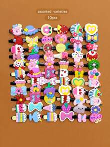 10个随机款式可爱黑色发夹，适合日常使用 - 彩色 - 查看 6