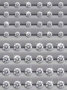 48 Pcs Hexagonal Women's Stud Earrings Jewelry With Shiny Rhinestone Inlay, Simple Elegant Style Round Stud Earring Set, Versatile For Daily Wear, Casual Fashion Gift, Exquisite Friend's Holiday Gift - Multicolor - View 1