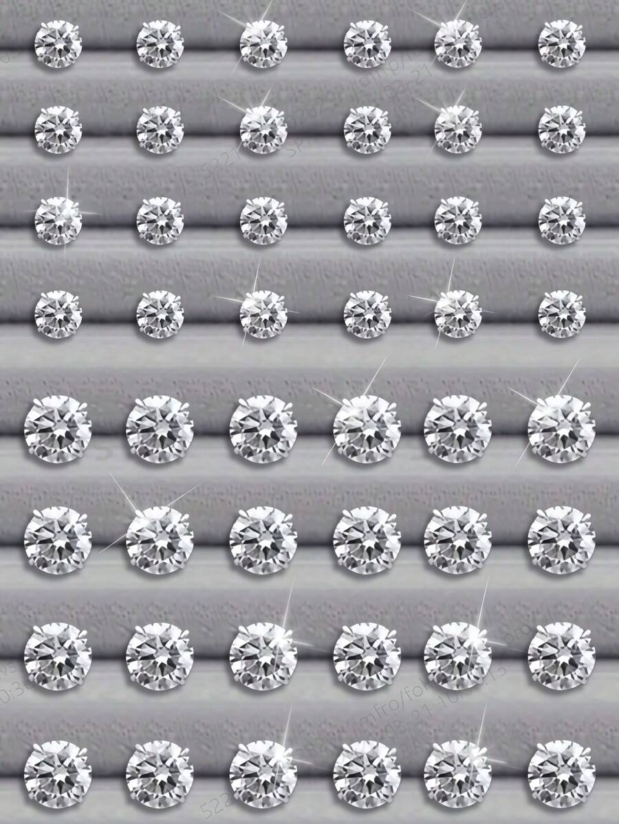 48 Pcs Hexagonal Women's Stud Earrings Jewelry With Shiny Rhinestone Inlay, Simple Elegant Style Round Stud Earring Set, Versatile For Daily Wear, Casual Fashion Gift, Exquisite Friend's Holiday Gift - Multicolor - View 1