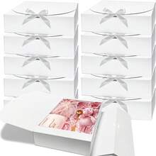 Hộp quà màu đen có nắp đậy (1-5/10 chiếc), Hộp quà cầu hôn cho phù rể, Hộp quà màu đen sang trọng có ruy băng, Hộp quà cưới, Hộp quà sinh nhật, Hộp quà dự tiệc, Hộp quà phù dâu, Quà tốt nghiệp, Hộp quà ngày Valentine - trắng - Xem 1