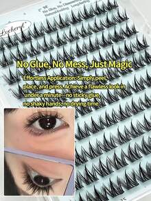 100簇免胶假睫毛，C型卷翘自粘睫毛嫁接，无需胶水，打造日常及特殊场合的自然妆效，新手友好型DIY睫毛 - C - 查看 2