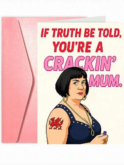 1pc Funny Mother's Day Greeting Card, Humorous Birthday Card For Mom, CRACKIN Humorous
