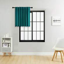 单片装或双片装可选尺寸/系带式窗帘/杆袋式窗帘/可使用夹子/遮光窗帘套装/纯色隔热遮光窗帘/适用于客厅、办公室、家庭、卧室，短款可用作厨房窗帘 - 薄荷藍 - 查看 44