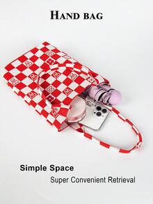 Túi xách mini nhẹ, có thể gập lại, dễ thương màu xanh dương, chất liệu nhựa rỗng, thoáng khí, phối màu tương phản, thích hợp cho kỳ nghỉ, chụp ảnh, đi học, dành cho nữ sinh. - Đỏ - Xem 5