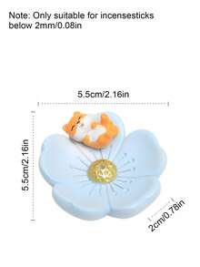 1pc Floral & Animal Shaped Cute Incense Burner, Zen Desktop Tea Pet Decor - Flower Style - View 11