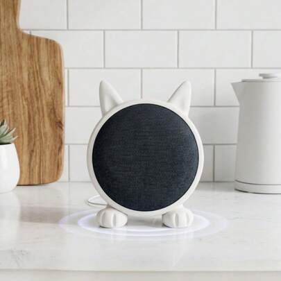 Giá đỡ loa hình mèo tương thích với Nest Mini & Home Mini, giá đỡ để bàn bằng nhựa có tai và chân, giá đỡ loa thông minh hình tròn dùng để trang trí nhà cửa.