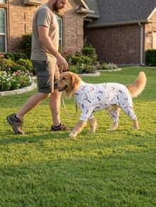 Dog Summer Shedding Hair Control Pajamas - Breathable High Stretch Full Coverage Pet Rompers, Summer Anti Licking & Bug Protective Jumpsuit For Medium Large Dogs, All Over Printing Dog Clothes-Dog Bone Pattern - Multicolor - View 5