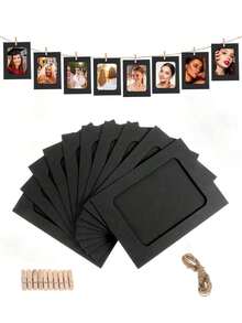 21pcs/Set Paper Picture Frames, Cardboard Photo Frames DIY Clip Photo Holders Hanging Photo Display Banner, Paper Photo Banner, Hanging Photo Wall For Wedding, Anniversary, Birthday, Holiday Parties, Home Decor, Desktop DIY Decoration, Home, Classroom, Office, Wedding, And Wall Decor (With Clips And T) Room Decor - 10pcs/set - View 2
