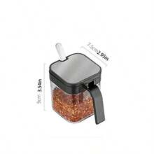 带勺子的玻璃调料罐、调味罐、调料瓶套装、带密封盖的储物盒 - 彩色 - 查看 3