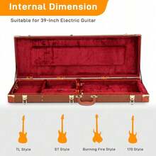 Hard-Shell Protective Electric Guitar Case For TL ST 170 Style Guitars, Durable Hard Case With Lock & Keys, Padded Interior For  Storage And Travel, Ideal For Home, Studio And Stage Use - 棕色 - 查看 3