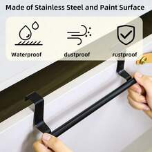 1个黑色单杆毛巾架，柜门安装式，免打孔毛巾杆 - 彩色 - 查看 8